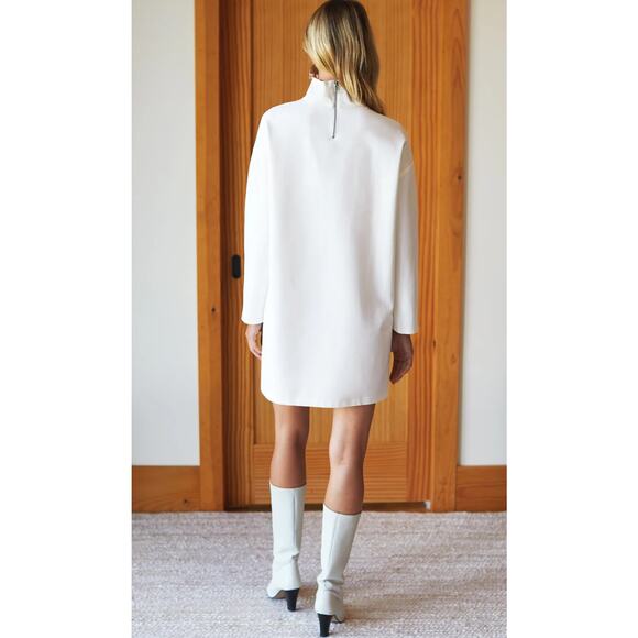 Emerson Fry Edie Turtleneck Ponte Stretch Mini Dress in Ivory Size Large - Picture 3 of 13